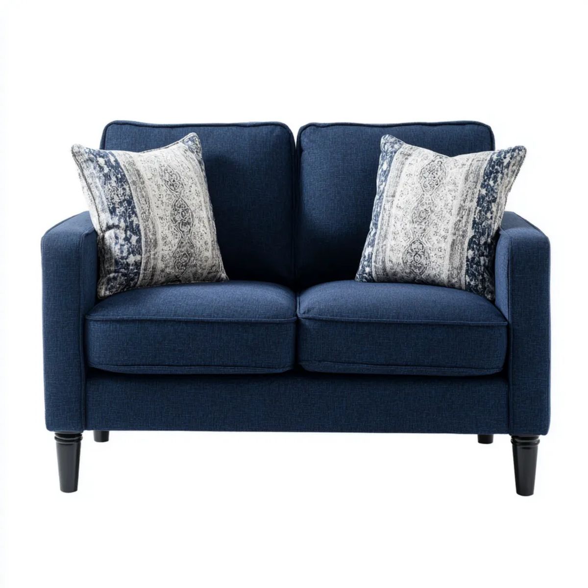 Dwuosobowa sofa granatowa z tapicerką poliestrową, 142 × 86 × 91 cm