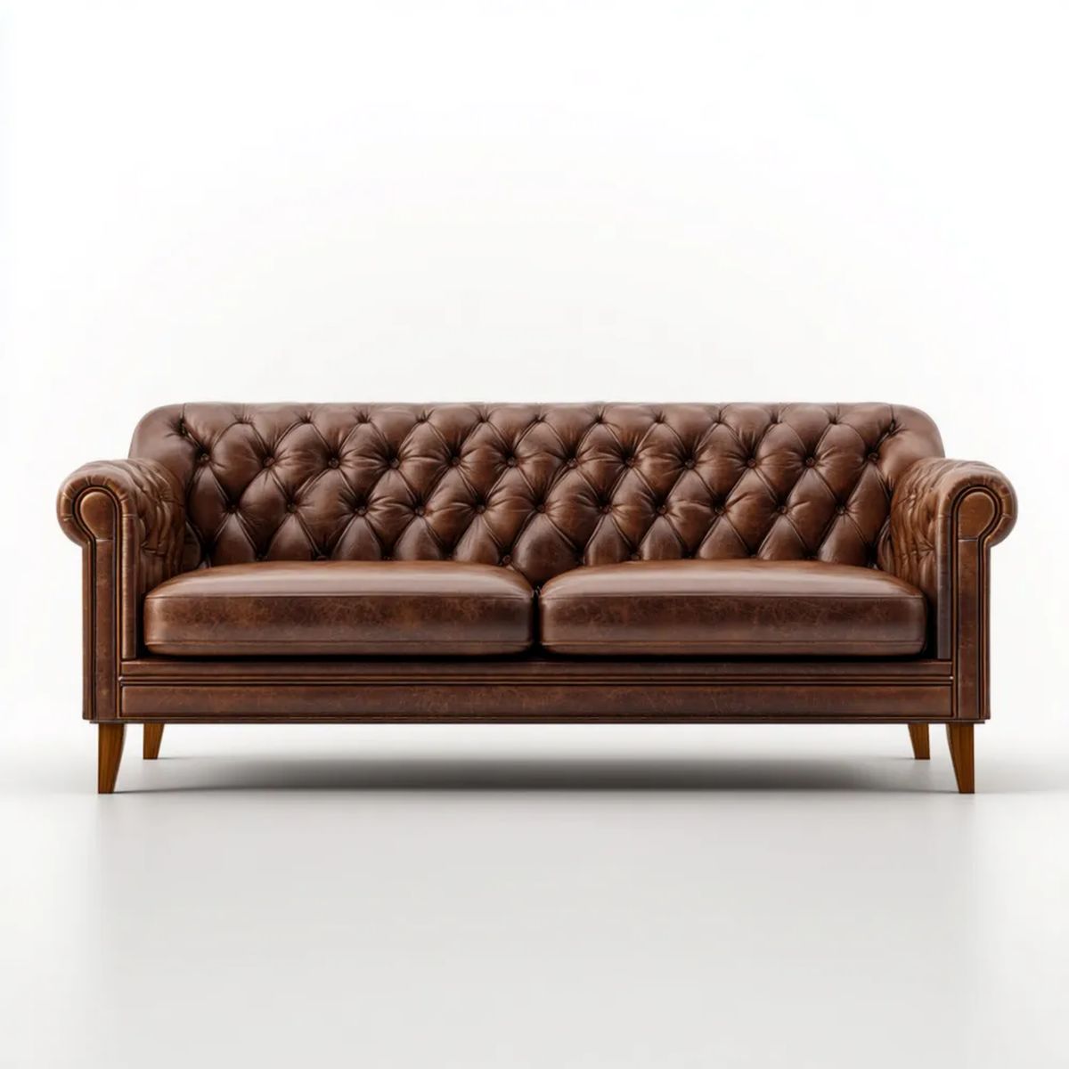 3-osobowa sofa brązowa ze skóry syntetycznej 210 × 90 × 78 cm, pikowana