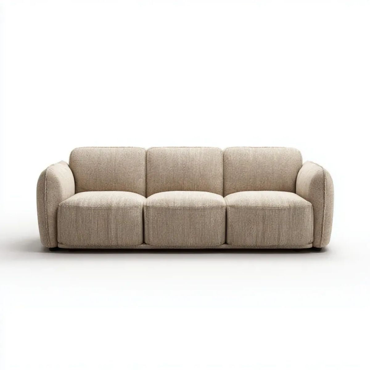 Trzyosobowa sofa beżowa z tapicerką poliestrową 220 × 95 × 75 cm