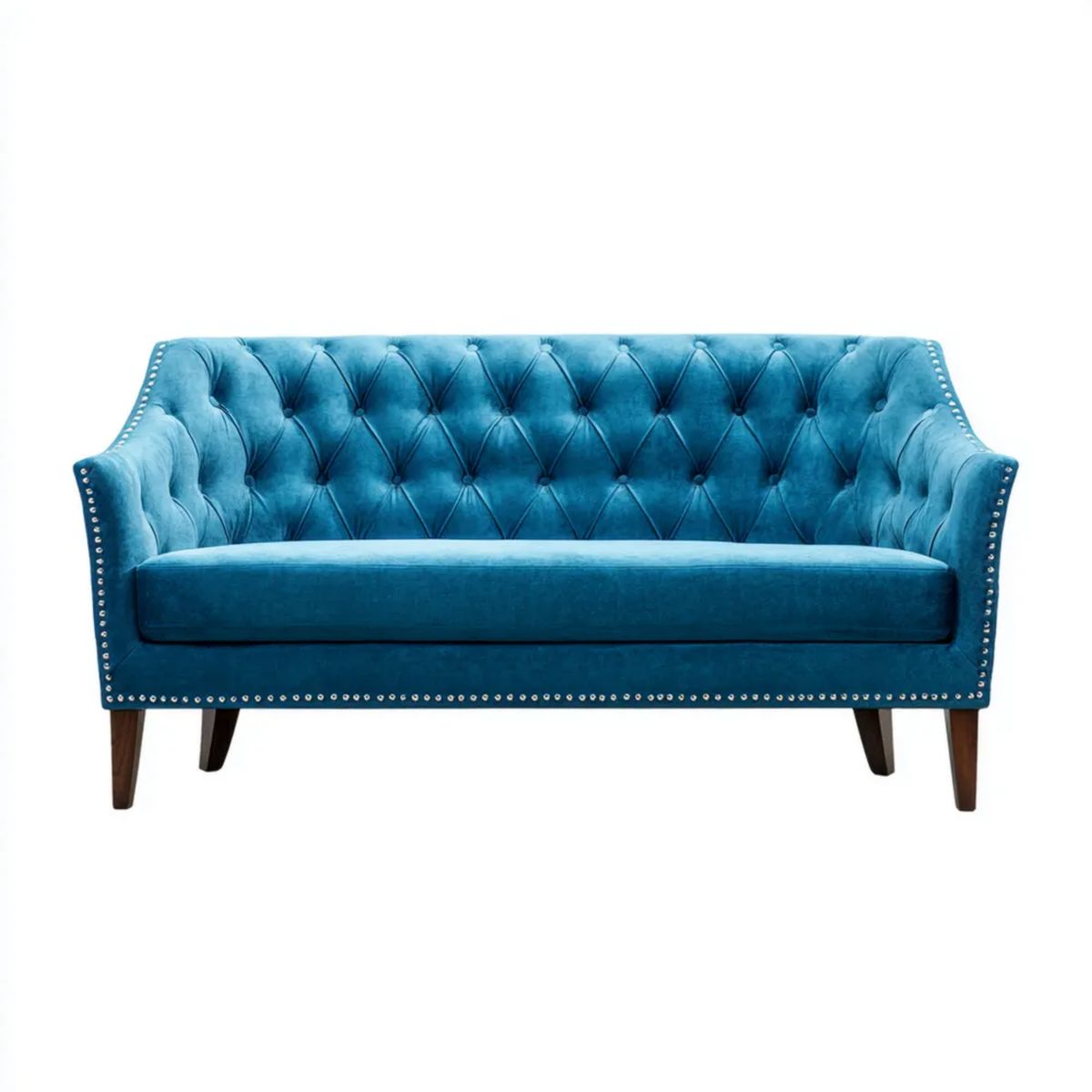 Dwuosobowa sofa Chesterfield z aksamitu turkusowa 150 x 86 x 92 cm