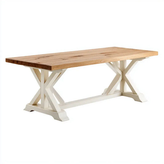 Prostokątny stół do jadalni z drewna dębowego i bielonego drewna sosnowego 180 x 90 x 76 cm