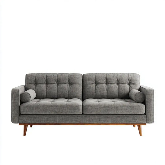 Trzyosobowa sofa tkaninowa szaro-brązowa 210 x 85 x 86 cm