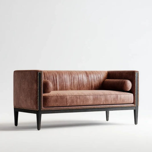 Sofa 2-osobowa ze skóry syntetycznej brązowa 160 × 85 × 82 cm