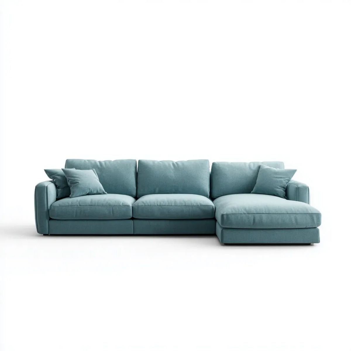 Sofa narożna z prawostronnym szezlongiem z poliestru, niebieskoszara, 280 × 160 × 85 cm