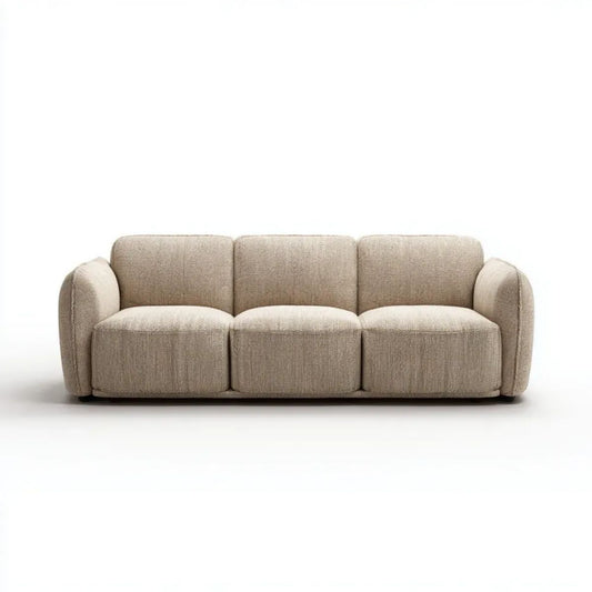 Trzyosobowa sofa beżowa z tapicerką poliestrową 220 × 95 × 75 cm