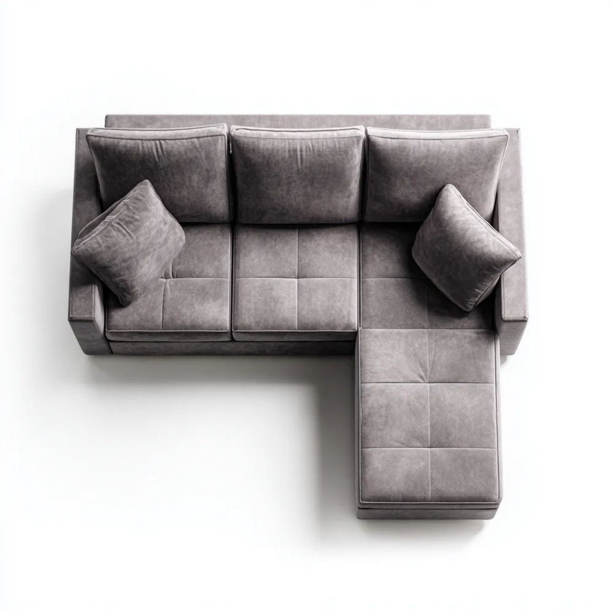 Prawostronna sofa narożna w kształcie L z mikrofibry, szara, 230 x 150 x 85 cm