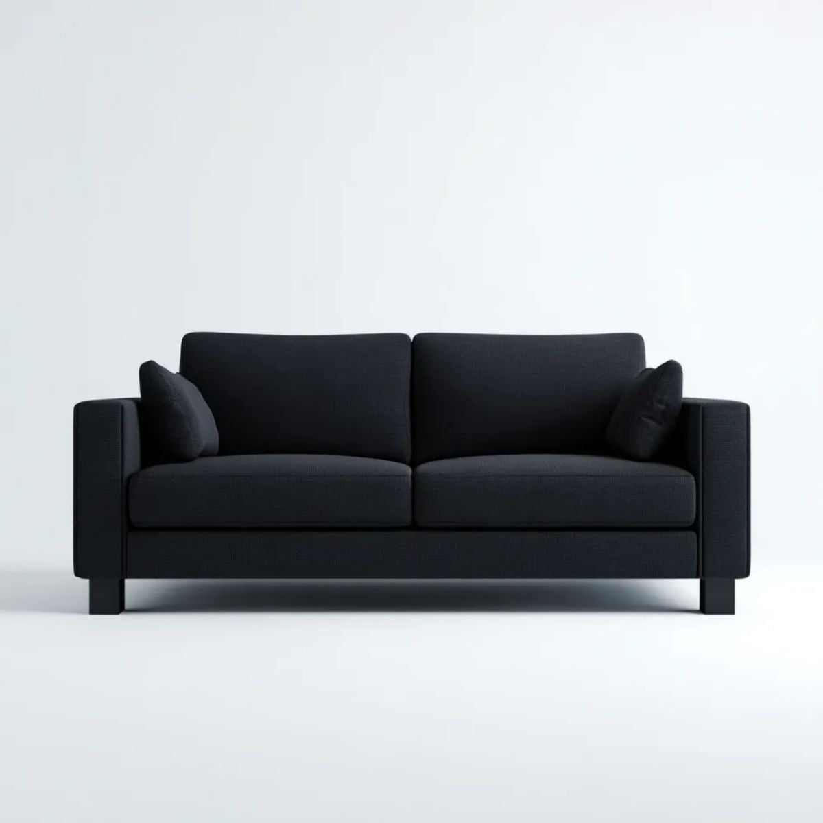 Dwuosobowa sofa czarna z tapicerką poliestrową, 180 x 85 x 82 cm