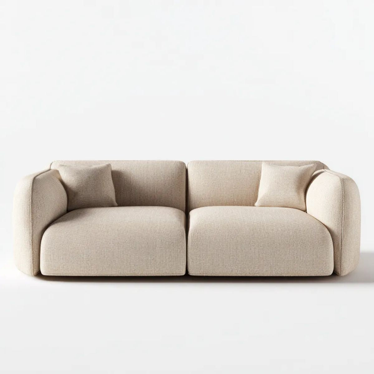 Beżowa sofa dwuosobowa z tapicerką poliestrową 180 × 95 × 75 cm