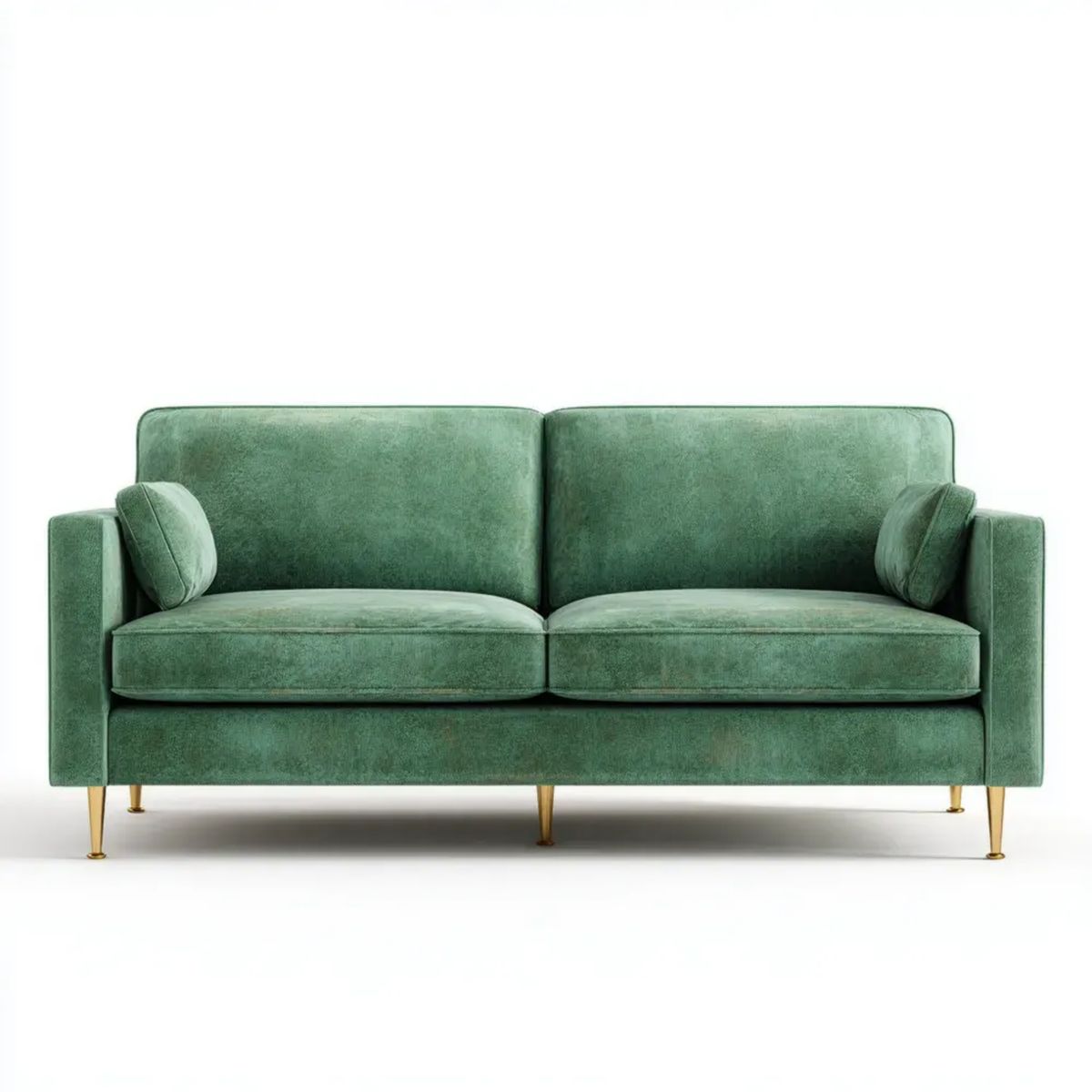 Sofa 2-osobowa aksamitna zielona ze złotymi metalowymi nogami, 180 × 85 × 84 cm
